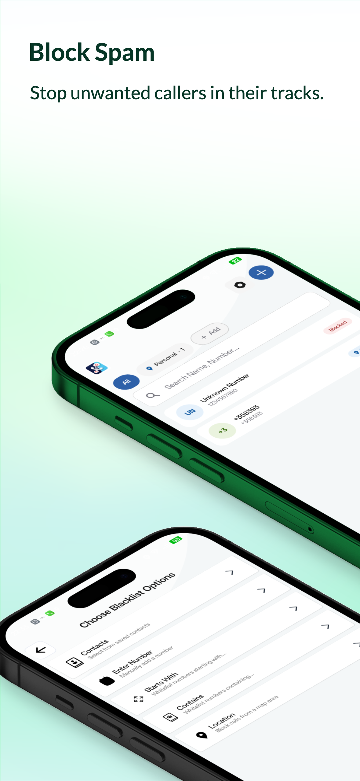 Block spam — stop unwanted callers