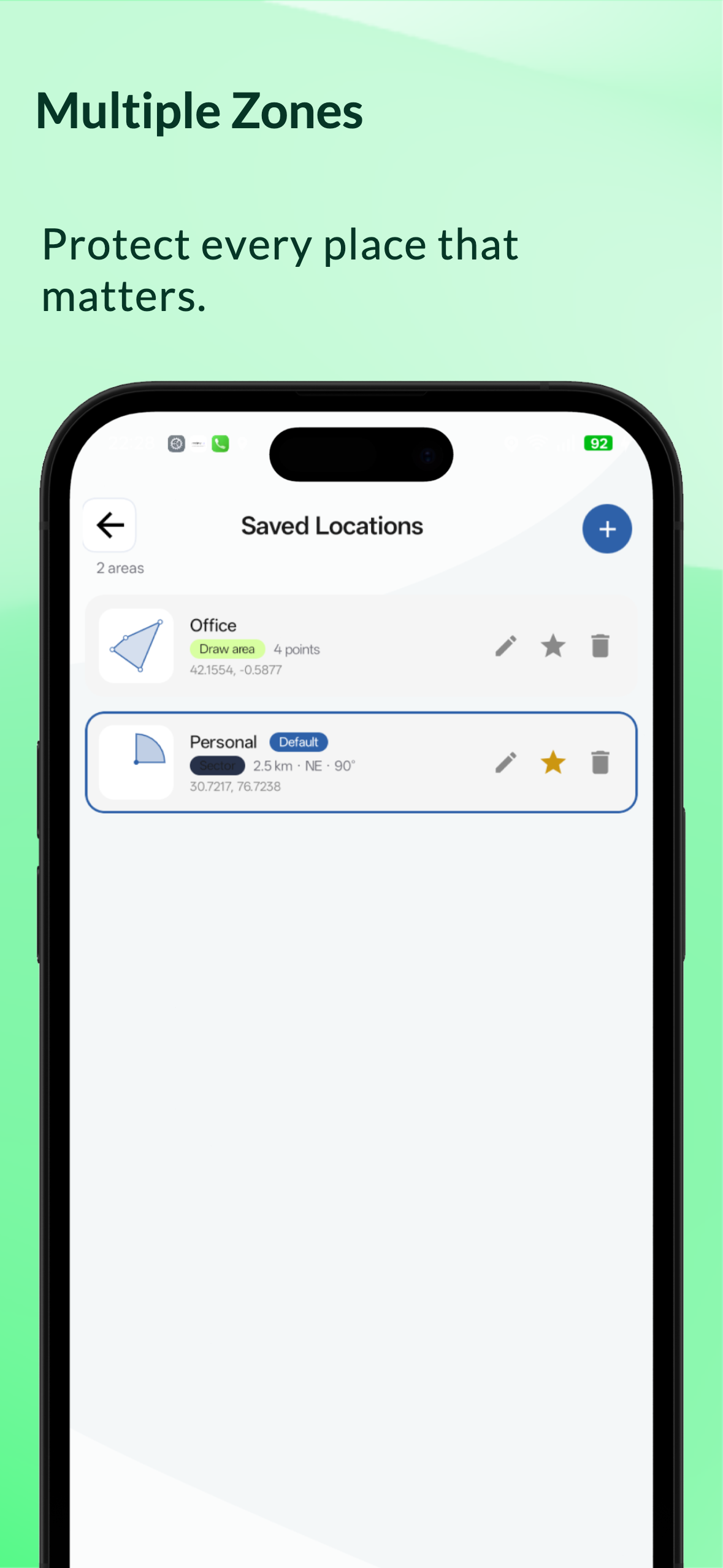 Multiple zones — protect every place